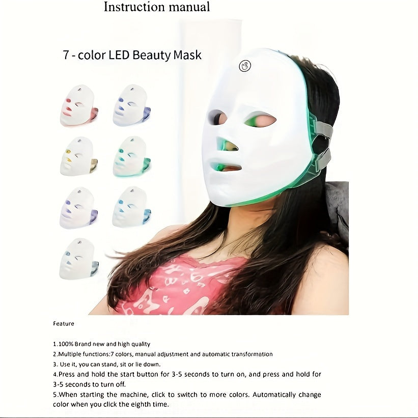 7-Colors Rechargeable LED Face Mask For Skin Care And Facial Skincare - Holiday Gifts For Women