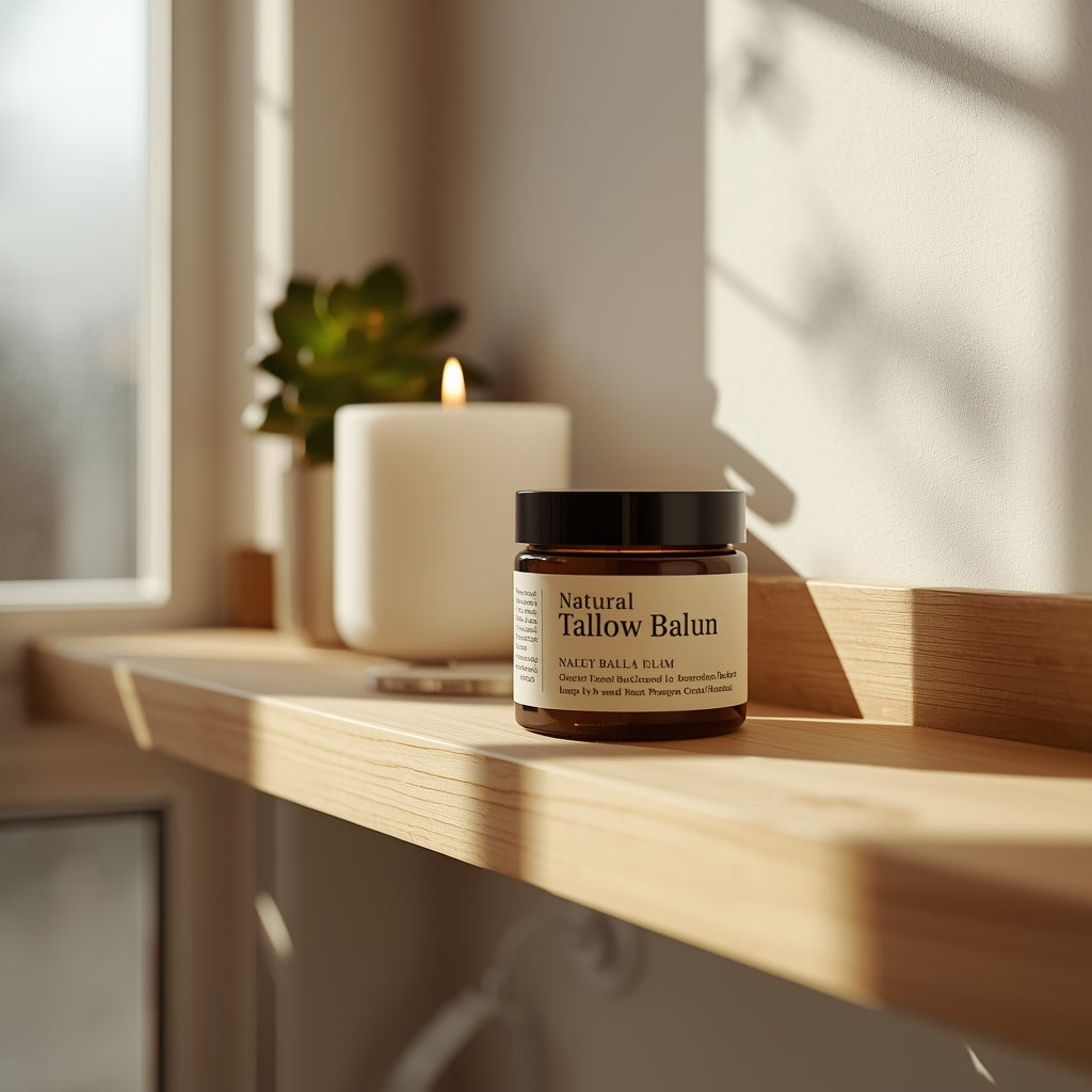 Beef Honey Tallow Balm for Light Beige Natural Face Moisturizer, Grass-Fed Tallow, Deeply Nourishing Light Beige Balm for Face & Body, Moisturizing Cream for Dry Light Beige